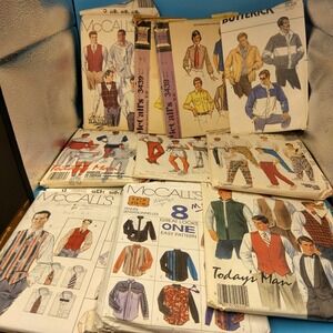 Huge Vintage Men's Sewing Pattern Lot McCall's Butterick 70s 80s 90s Sportswear